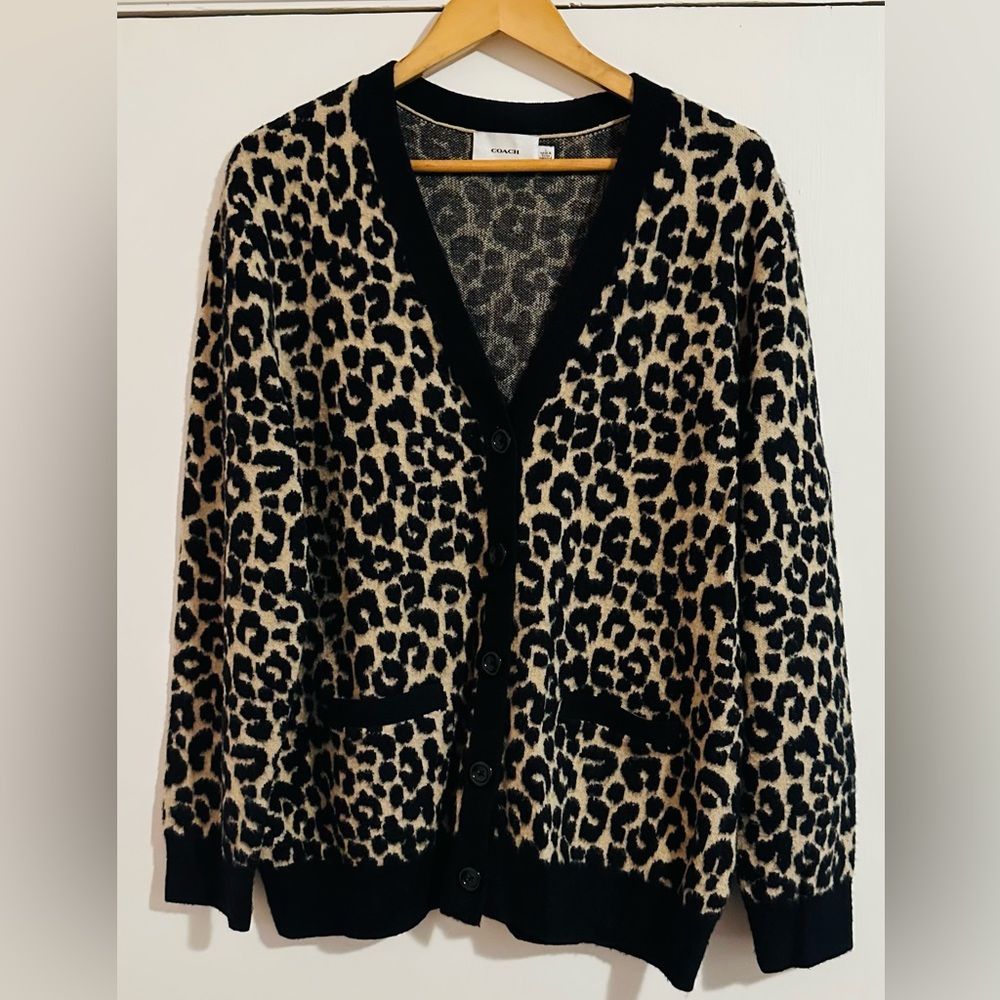 Coach Leopard Print Cardigan Sweater